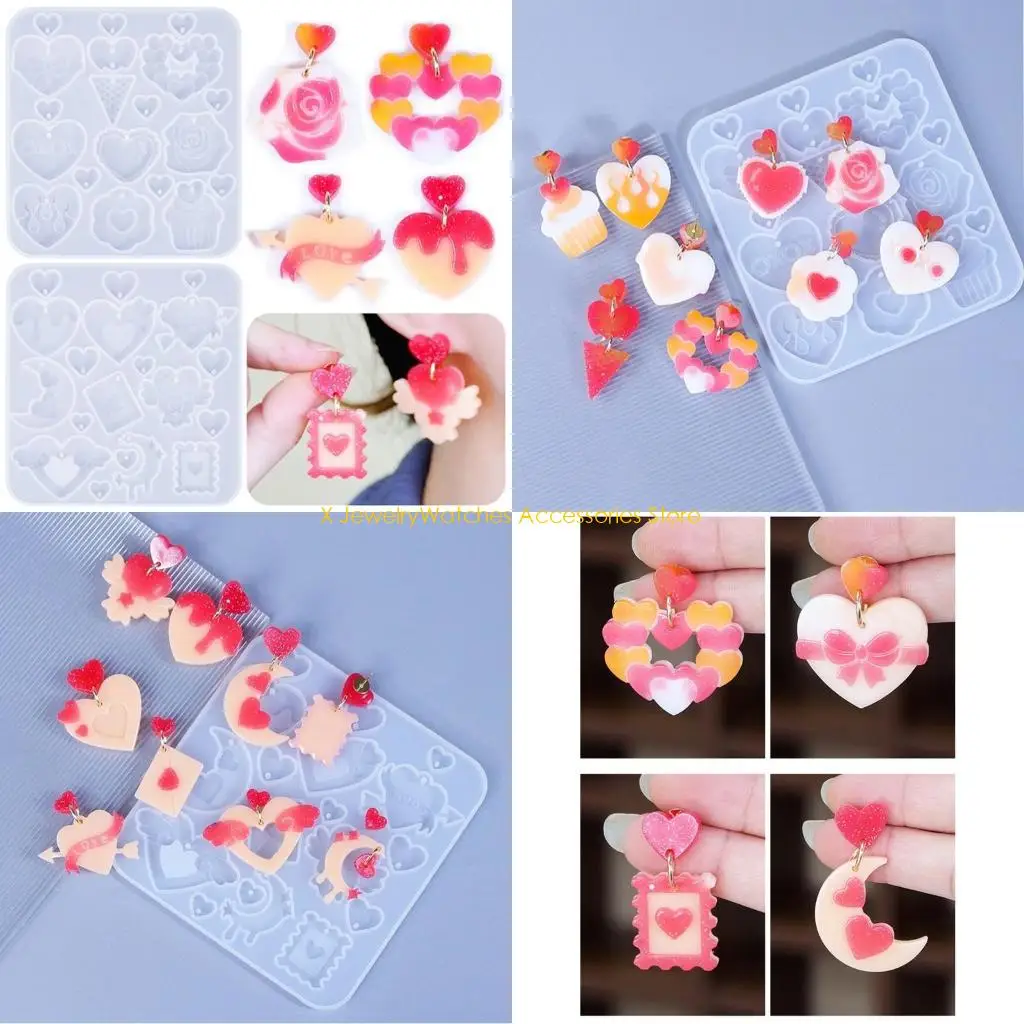 

31KD 2pcs Heart Series Silicone Molds For Earrings Crafting Sturdy And Easy Release For Resin Jewelry Making