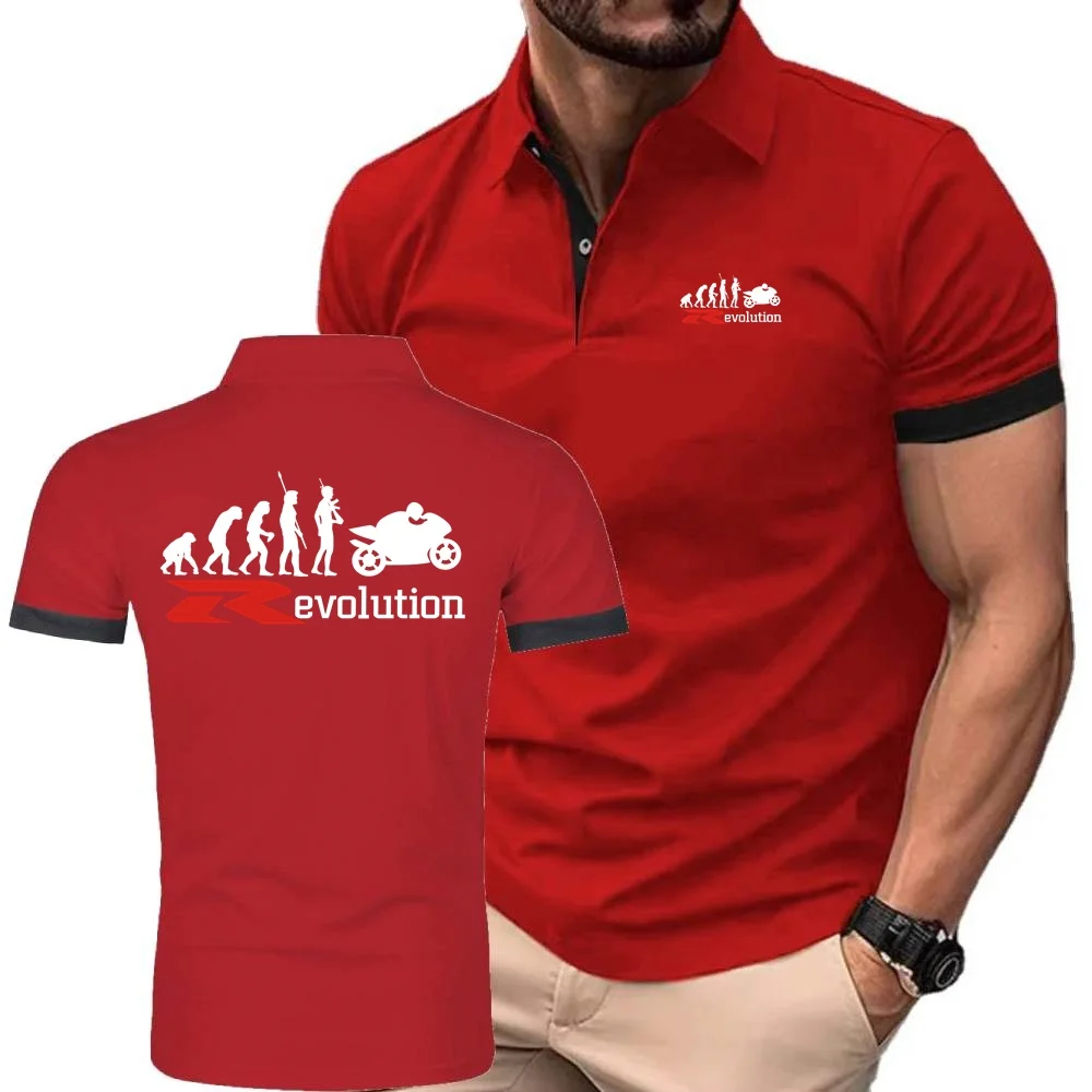 Motorcycles Breathable sports men's polo Men's Solid Color Business Casual POLO Shirt Summer Fashion Short Sleeve Men's clothing