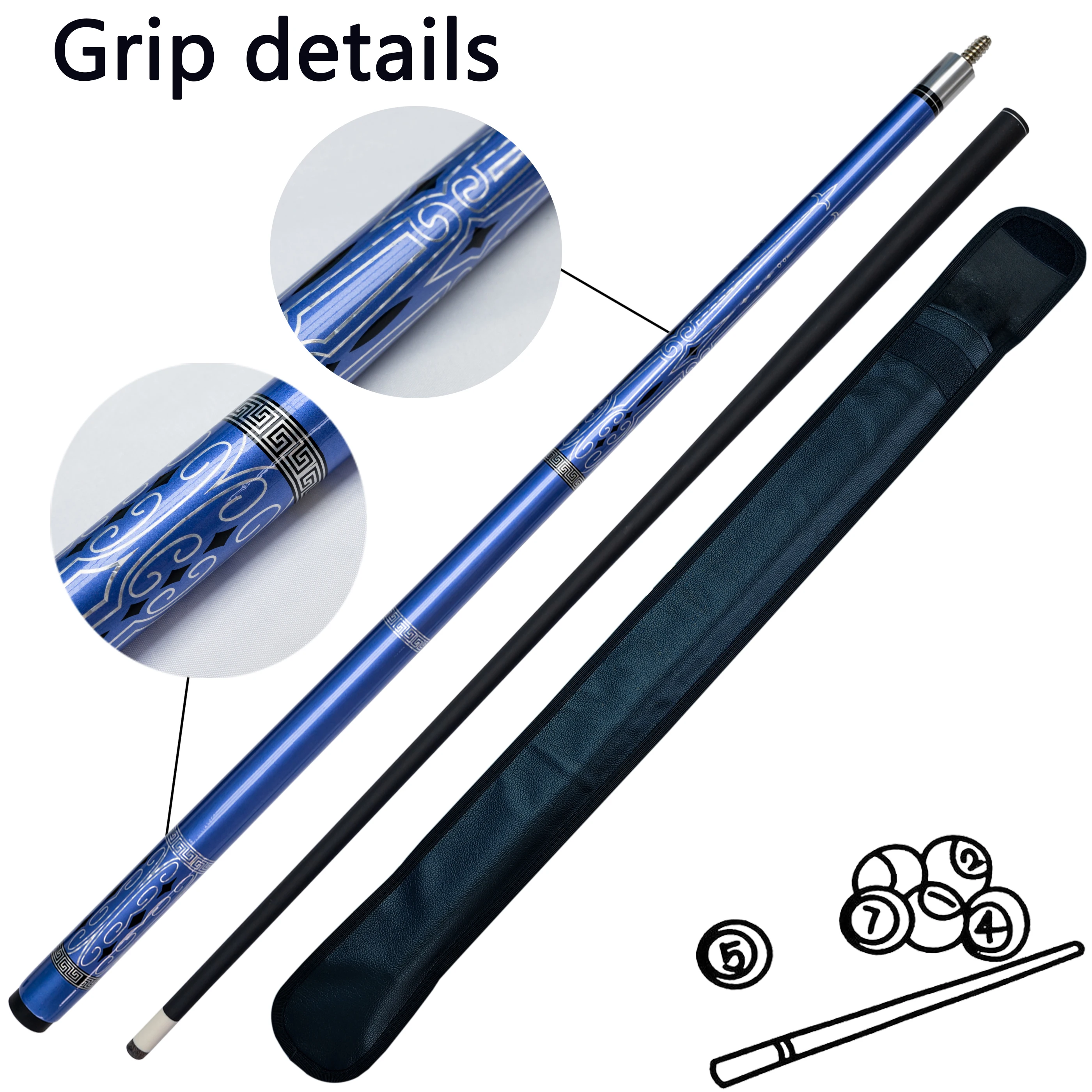 Carbon Fiber Pool Cue with Anti-Shock Grip Carom Billiards 9 Ball Cue Stick Set with Case 13mm Tip