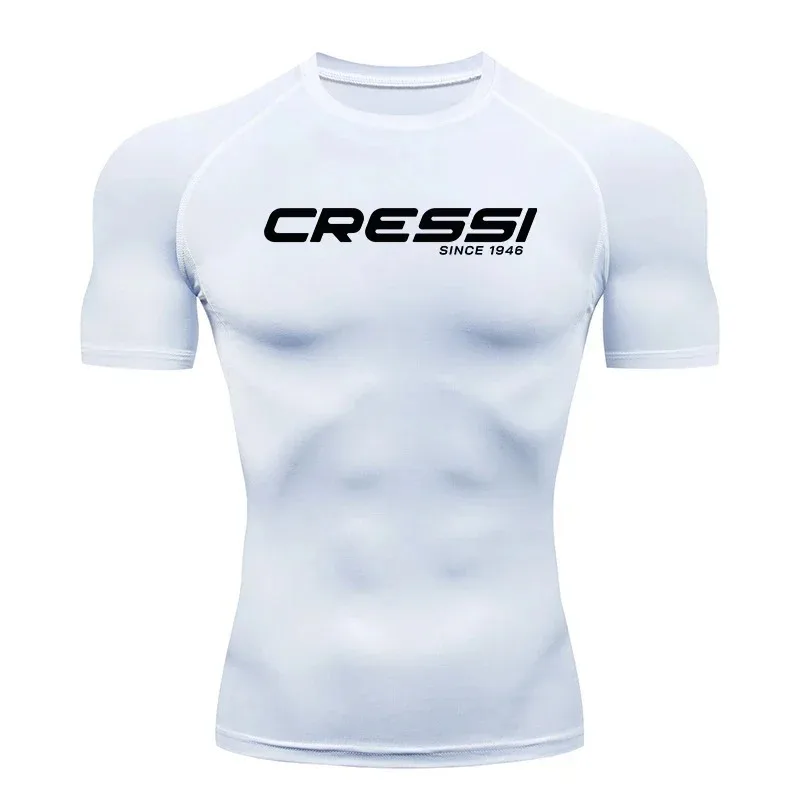 2026 New Men's Fitted Fitness Clothing, Sun-protective, Swimming T-shirt