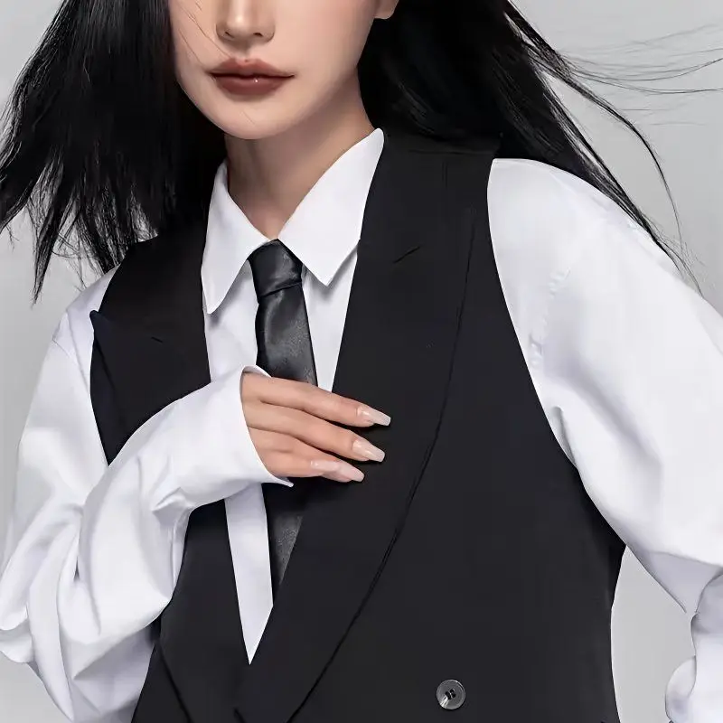 Women's Casual Suits Vest With a Lapel Collar Business Vest British Style High-End Sense Gun Lapel Collar Slim Waistcoat Jacket
