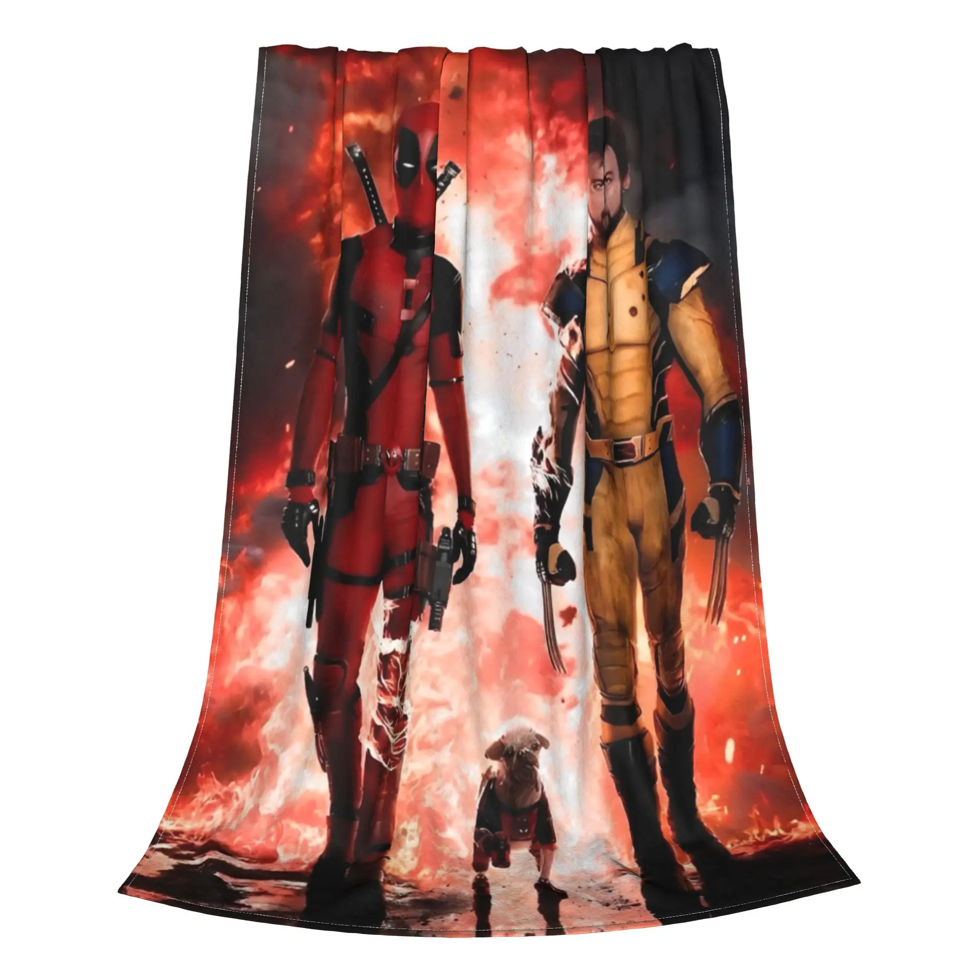 Deadpool and Wolverine Knitted Blankets Coral Fleece Plush Superhero Dogpool Super Soft Throw Blanket for Home Couch Bedspread