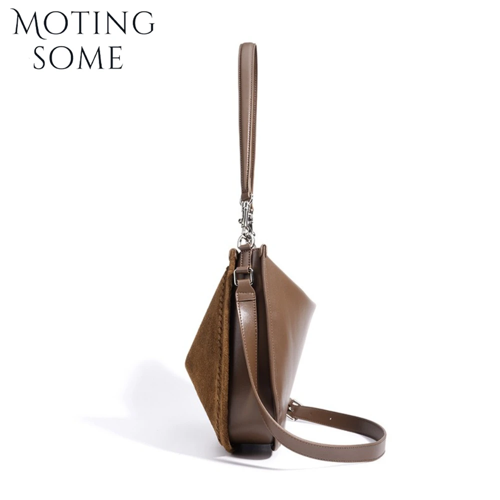 Motingsome البقرة المدبوغ حقيبة جلدية امرأة الشتاء محفظة حقيبة يد تحت الإبط حقيبة ساع لينة ماتي حقيقية اليومية حمل جديد