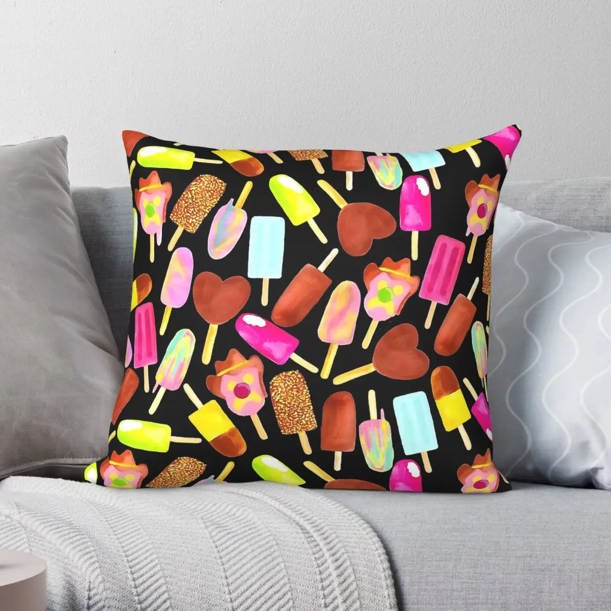Aussie Ice Creams Scatter Square Pillowcase Polyester Linen Velvet Printed Zip Decor Sofa Cushion Cover