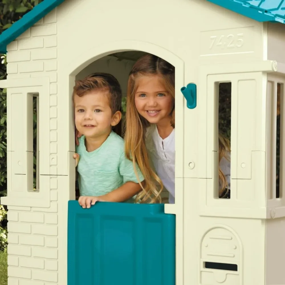 Cape Cottage Design Playhouse, Multifunctional Playhouse for Kids, Victorian Style, Easy Assembly, Blue  & White, Large