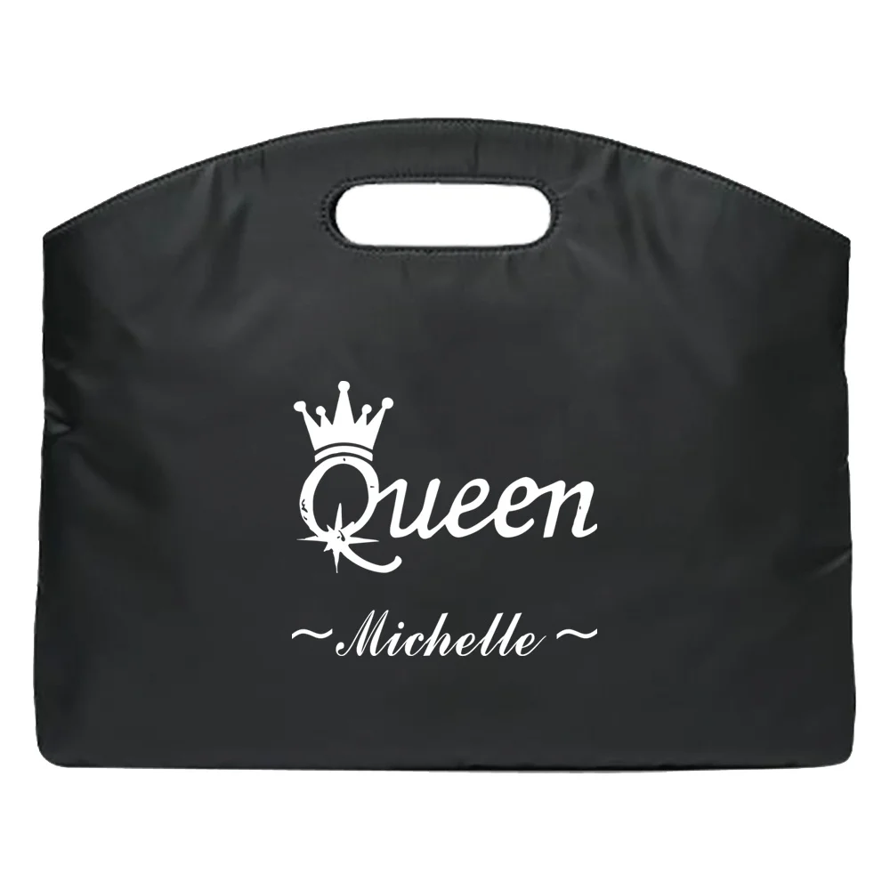 Pasta com nome personalizado, pasta de trabalho, deslocamento, grande capacidade, unissex, bolsa de mão, pacote de armazenamento durável de negócios