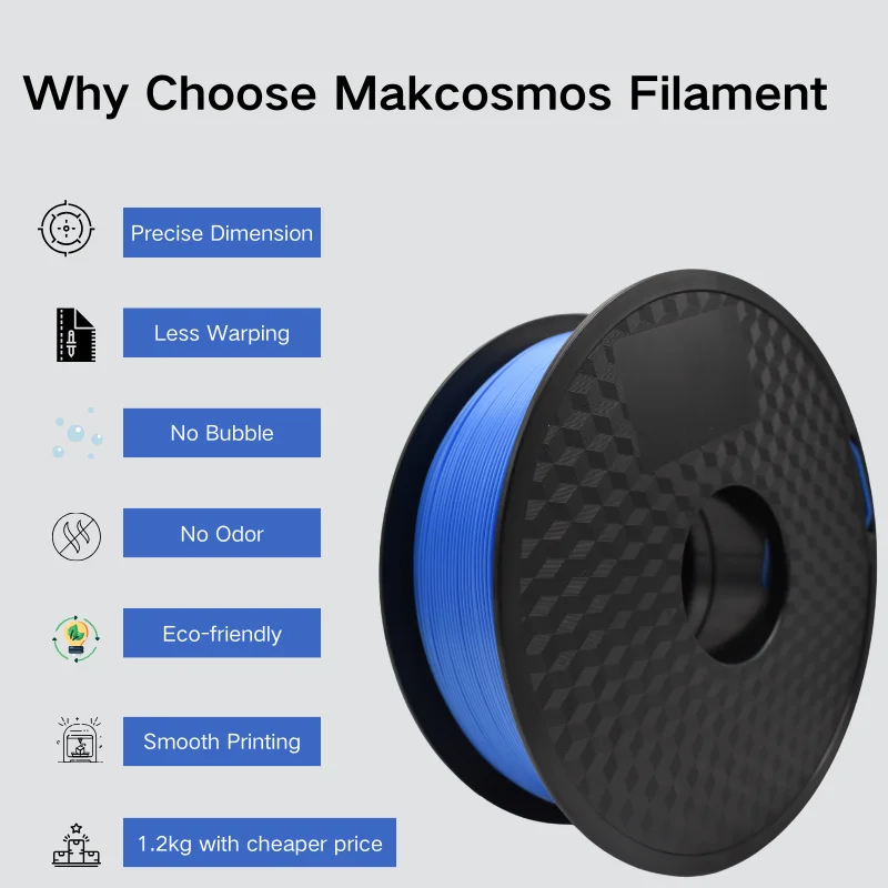 Makcosmos 6kg 1.75mm PLA+ filament 1.2kg/spool 3D printer filament no bubble 3d printing material for bambu lab FDM 3d printer