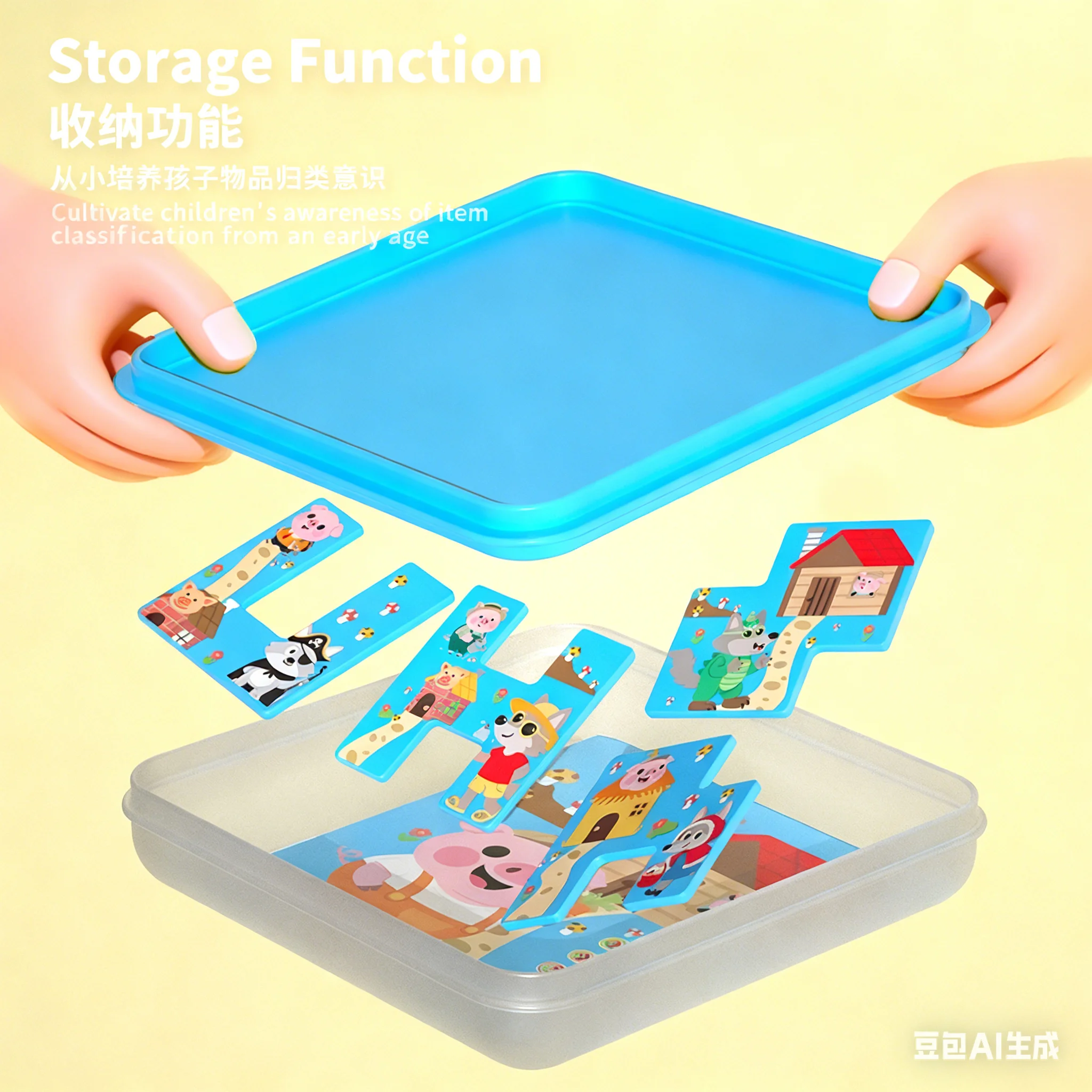 작은 돼지 보드 게임 유아 논리 퍼즐 게임 60가지 도전 문제 교육용 동화 퍼즐 어린이 테이블 게임 장난감