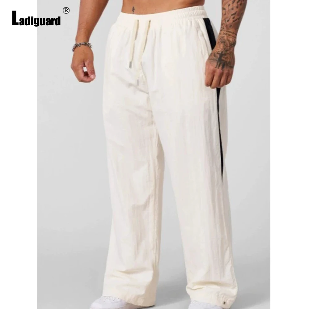 European Style 2026 New Summer Casual Straight Trousers Men's Bloomer Elastic Waist Full-Length Pants Men Vintage Beach Hotpants