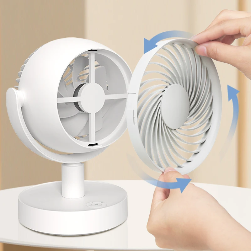 New Design Summer Cooling Multi-wind Speed Adjustment Rechargeable Shaking Usb Mini Desktop Circulation Fan