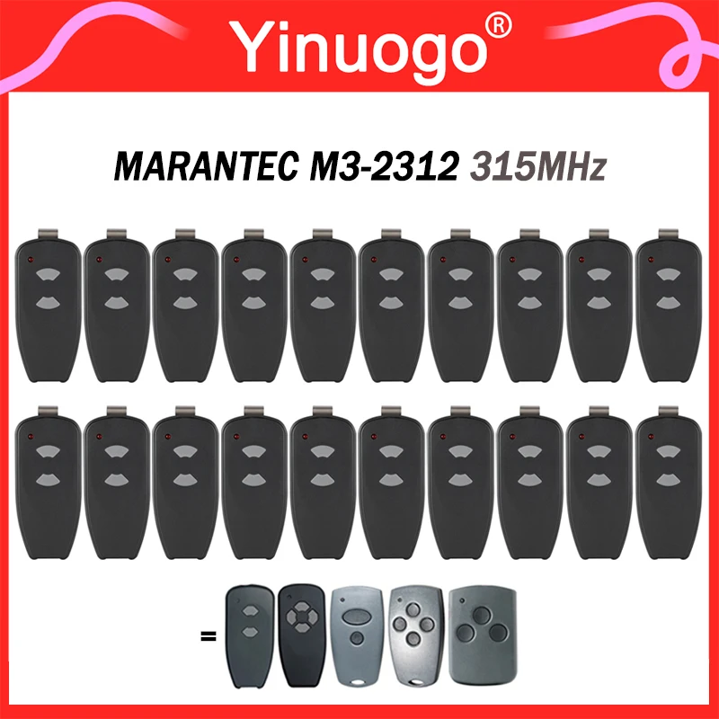 รีโมทคอนโทรล MARANTEC 315MHz รุ่น M3-2312 M3-2314 M3-3313 สำหรับเปิดประตูโรงรถ แบบมือถือ จำนวน 20 ชิ้น (แบบโคลน)