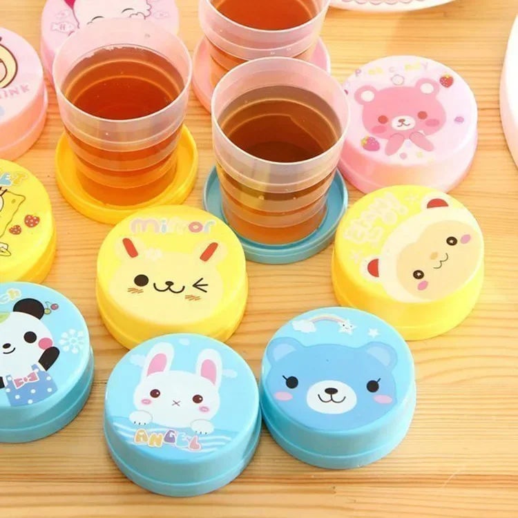 1PC Creative cartoon folding water cup telescopic cup home cute animal pattern children's cup outdoor portable travel cups