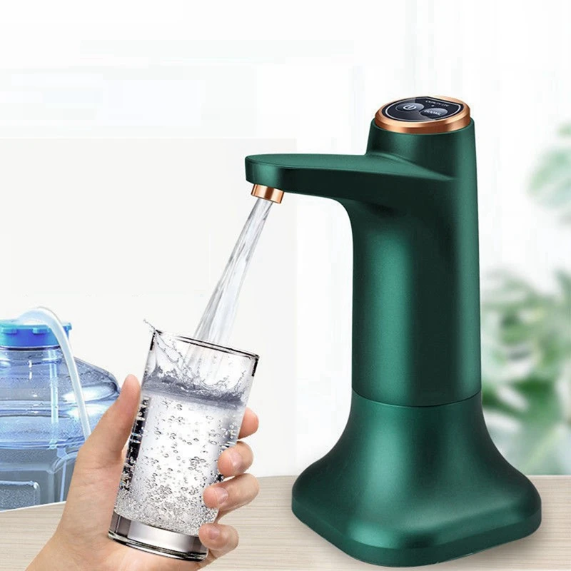 2X Electric Water Bottle Pump With Base USB Water Dispenser Portable Automatic Water Pump Bucket Bottle Dispenser Green