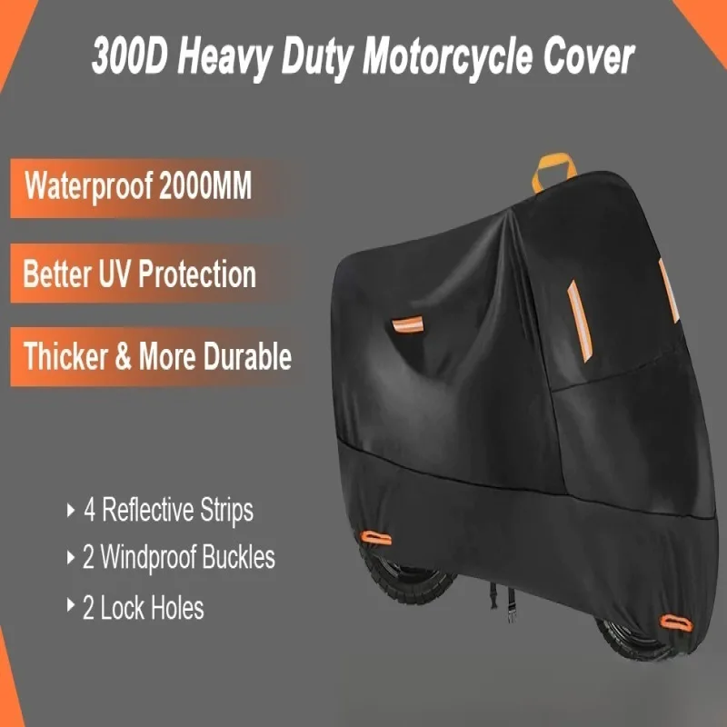 

Сверхмощный чехол для мотоцикла 210D, водонепроницаемая защита от ультрафиолета, пыленепроницаемая, встроенная противоугонная пряжка, подходит для использования на открытом воздухе