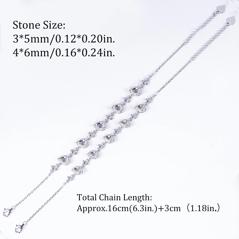 1pc 3*5-4*6mm Bracelet Blank, S925 Sterling Silver Material, Exquisite and Simple Style for Women's Bracelet