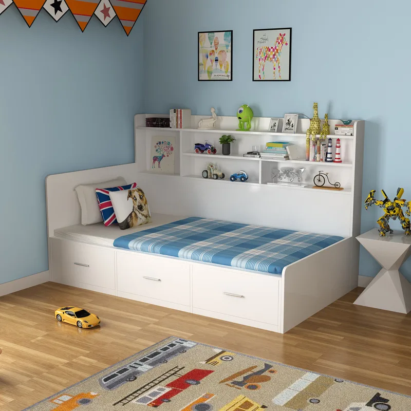 

Small apartment 1.2 meters storage bed simple 1 meter single bed double bed bookshelf bedside table