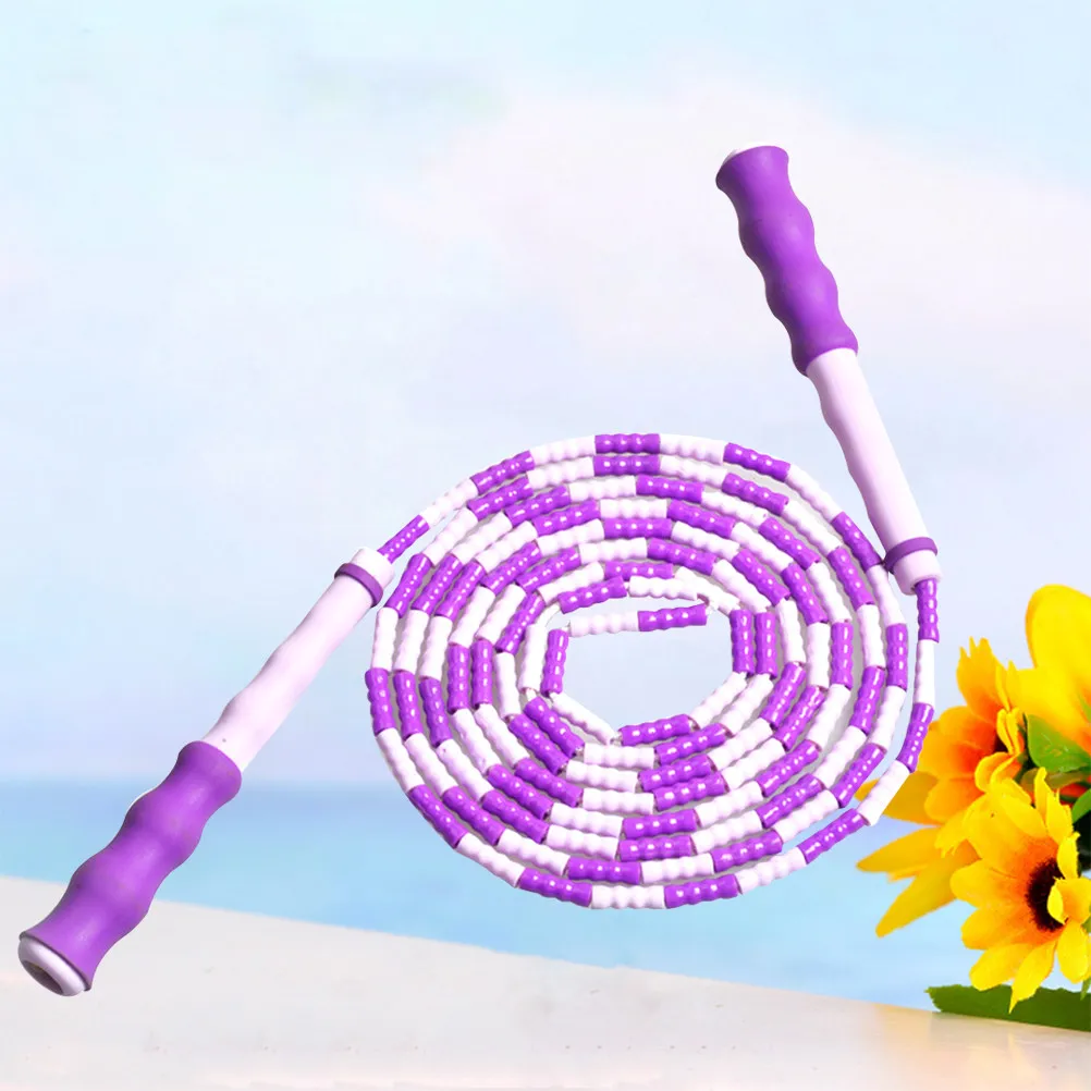 Bamboo Skipping Rope Ergonomic Non Slip Handle Jump Rope for Multiplayer Sports Training Fitness Exercise Adults Purple