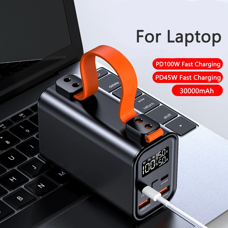 100W Super Fast Charging Power Bank for Macbook Laptop Notebook 30000mAh Powerbank for iPhone 15 Samsung Xiaomi External Battery