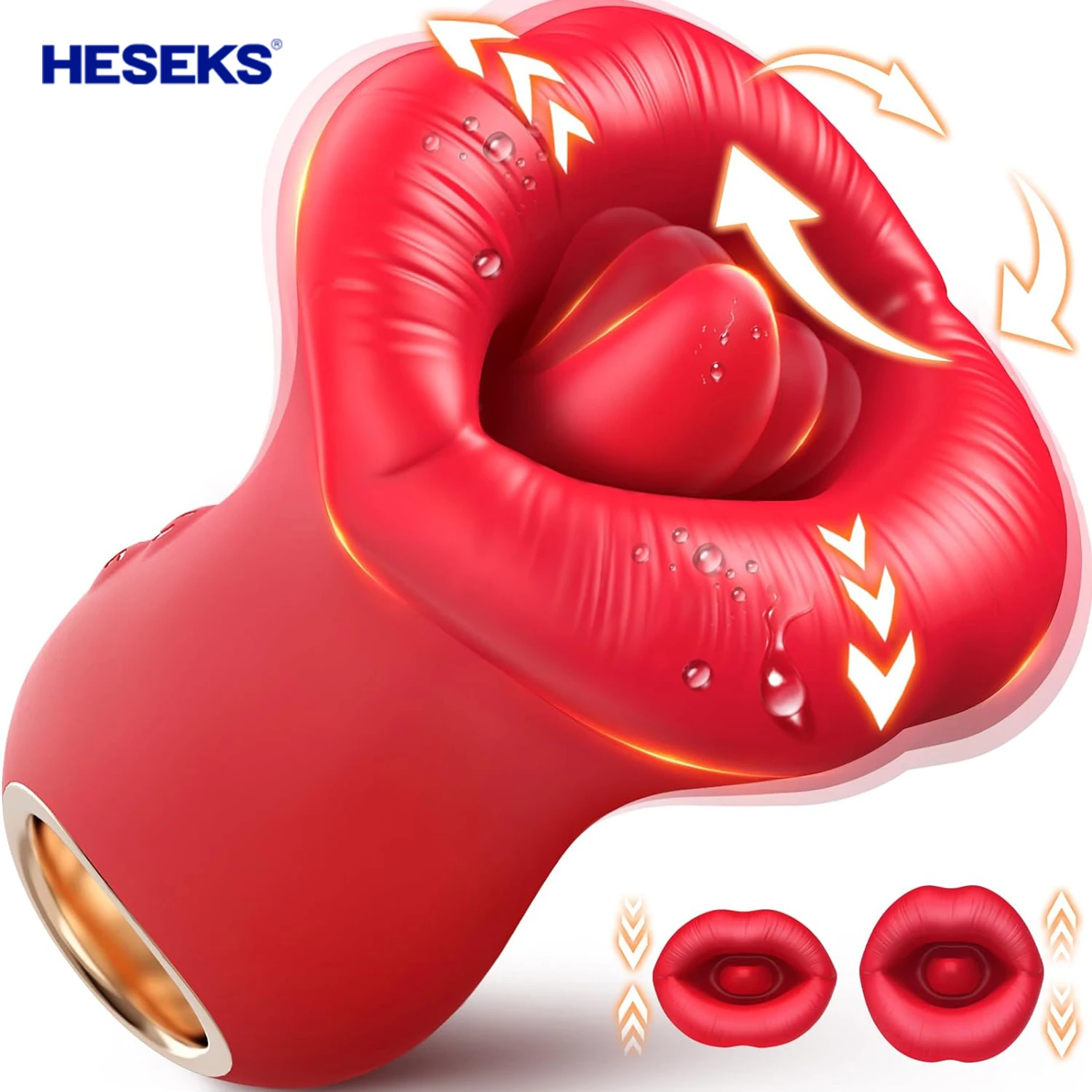 HESEKS 3 IN 1 Handle Mouth Shaped Vibrators 10 Tongue Licking Kissing G Spot Clit Nipple Stimulator Sex Toys for Womens