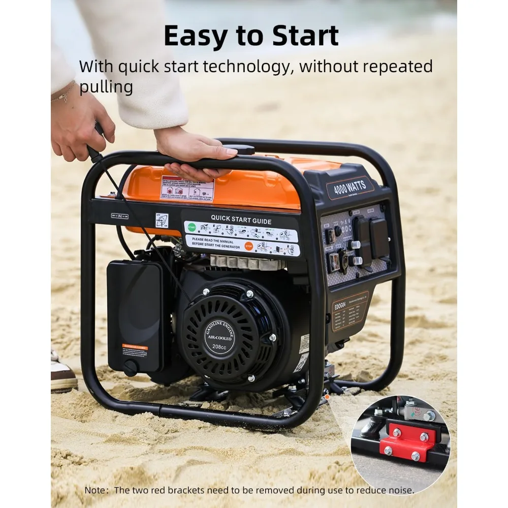 مولد عاكس محمول 4000 واط، مولدات إطار مفتوح للتخييم، منفذ RV جاهز 30A، احتياطية للمنزل في حالات الطوارئ، تعمل بالغاز