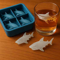 Creative Shark Mold 3D Whiskey Ice Mold Cute Easy Release Silicone Tray Shaper Mould for Water Drinking Kitchen Ice Cream Mold