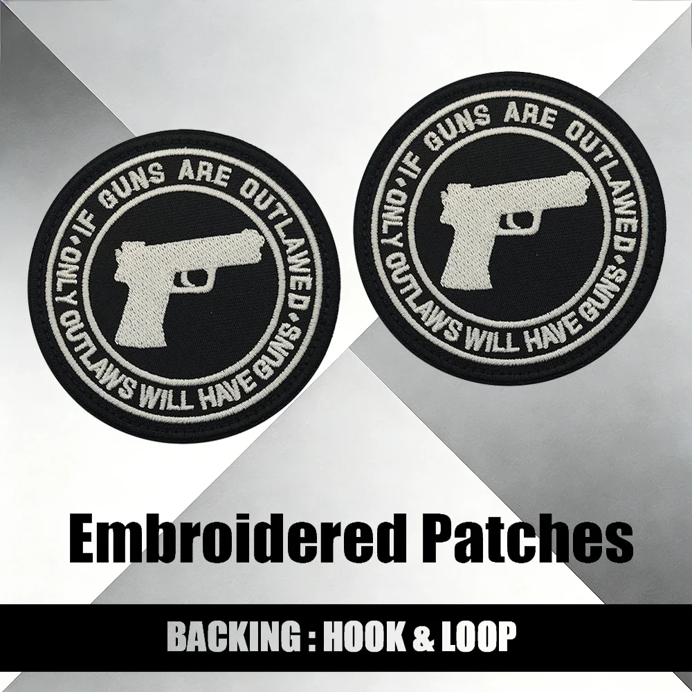 It's Outlawed Tactical Emblem Patch Embroidered Patches Appilque with Hook And Loop Backing for Army Jacket