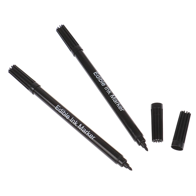 2PCS Black Food coloring Pens Double Sided Food Grade and Edible Marker Writers
