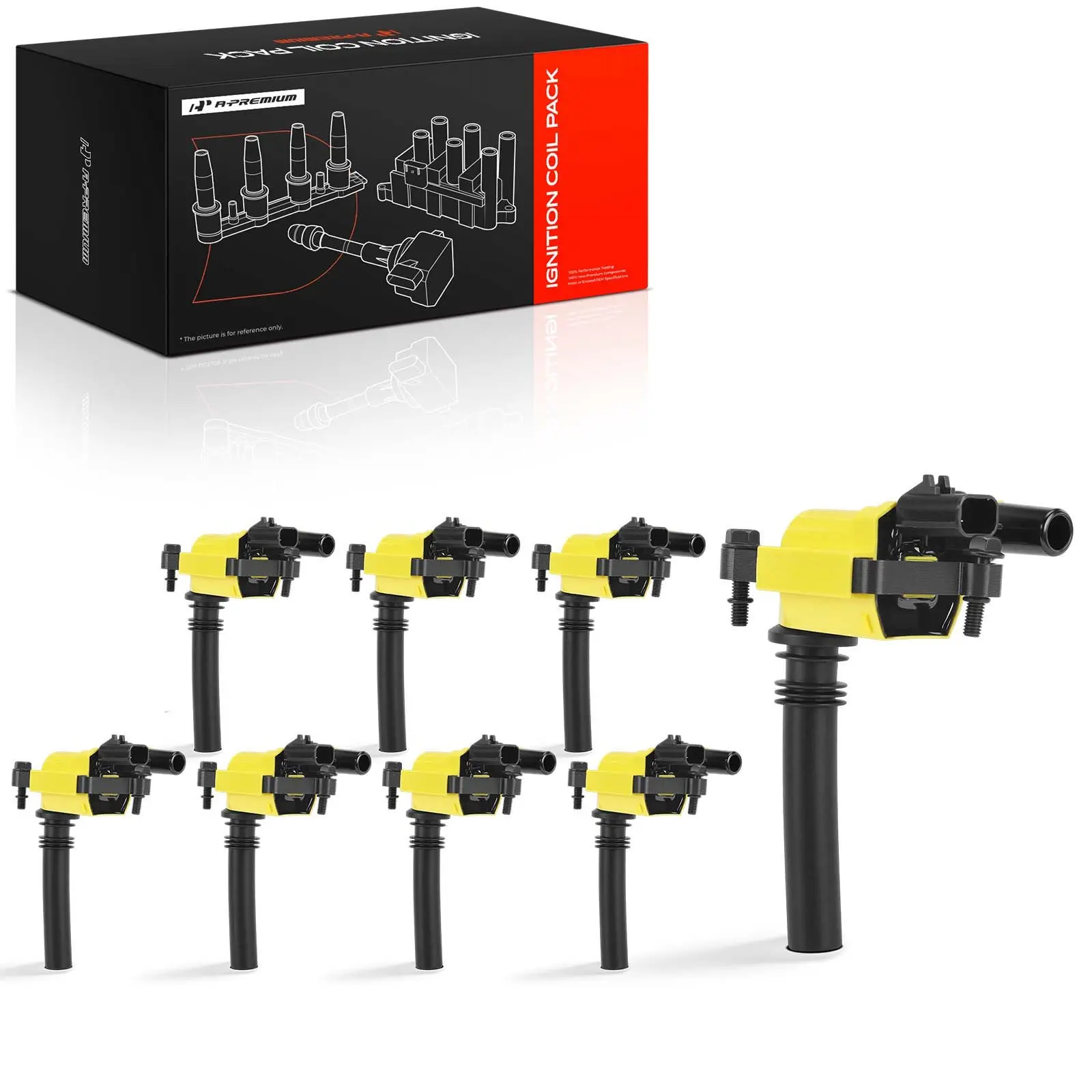 A-Premium 8pcs Yellow Ignition Coils for Jeep Grand Cherokee 2005 Dodge Ram 1500 Ram 2500 Ram 3500 2003-2005 Durango 2004-2005