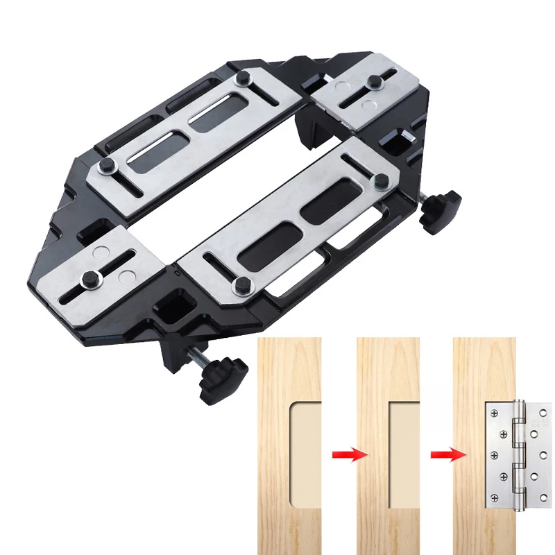 Woodworking Hole Opener Slotting Locator Door Hinge Jig Aluminum Alloy Door Hinge Installation Kit for Door Lock Installation