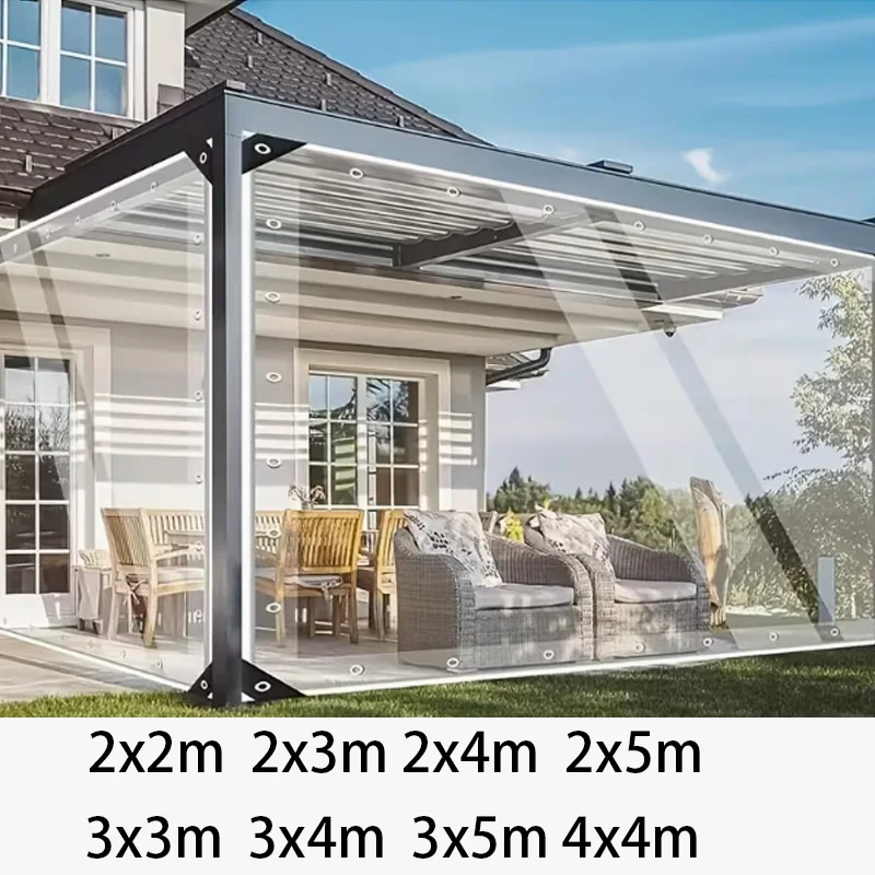 Windproof Transparent Waterproof Fabric Tear Resistant PVC Vinyl for Garden Terrace Porch Outdoor Use