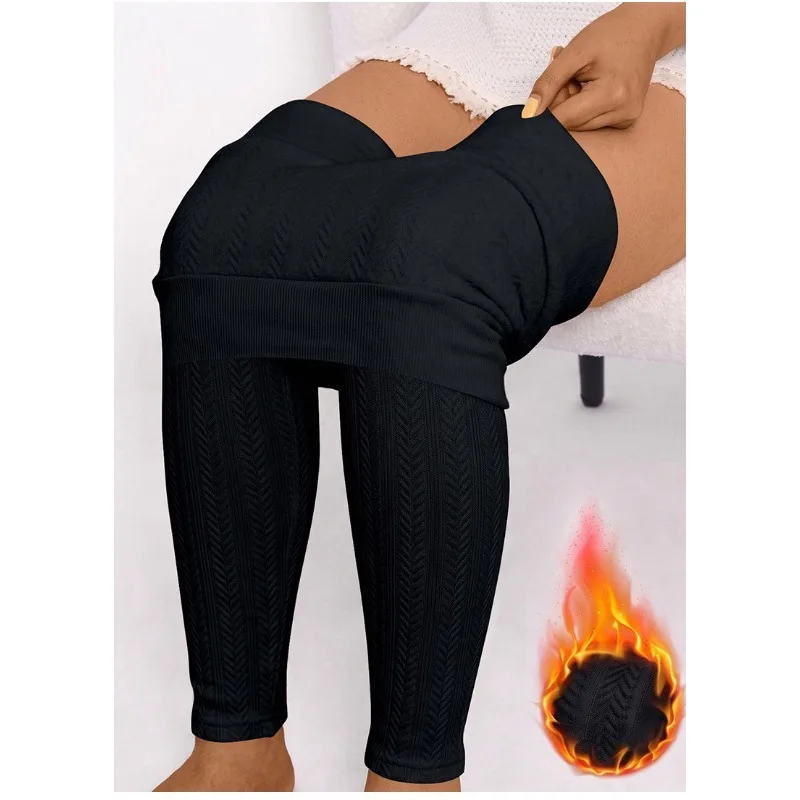 Autumn Winter High Waist Seamless Thermal Leggings Women Fleece Lined Hip Lifting Tight Outdoor Yoga Running Sports Fitness Pant