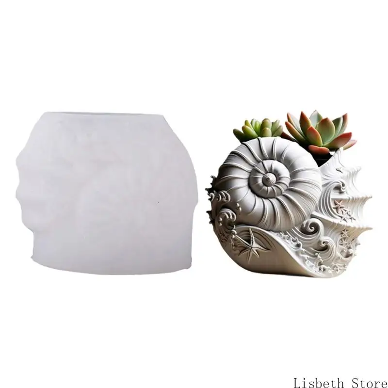 

124A Artistic Conch Planter Silicone Mold Cement Casting Jewelry Making Supplies
