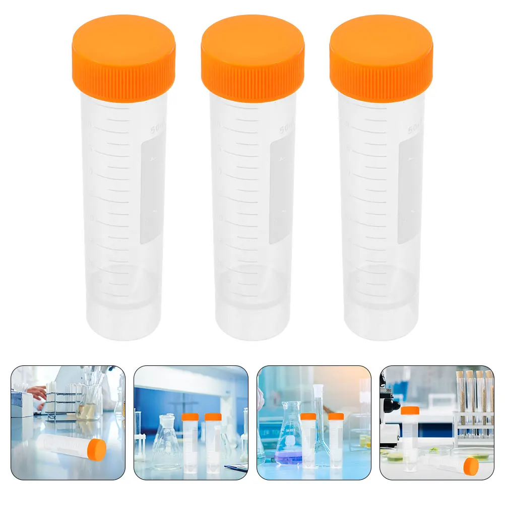 10 Pcs 50ml Plastic Screw Cap Flat Bottom Centrifuge Test Tube With Scale Free-Standing Centrifugal Tubes Laboratory Fittings