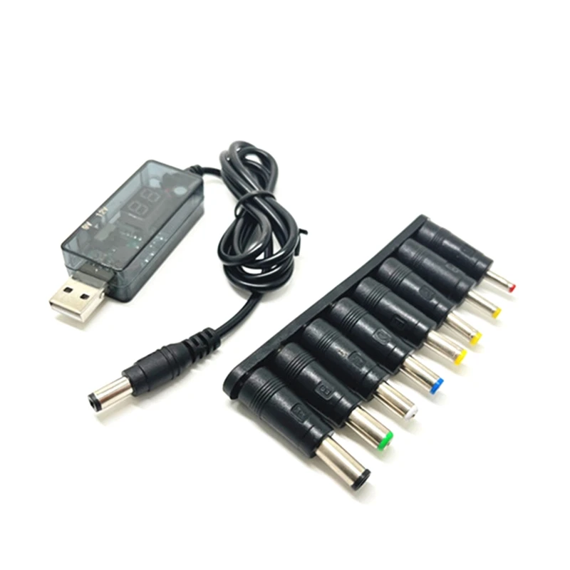 USB To DC Boost Converter Cable 5V to 9V 12V Adjustable Voltage Volt Led Display Transformer DC Power Regulator with Switch Cord