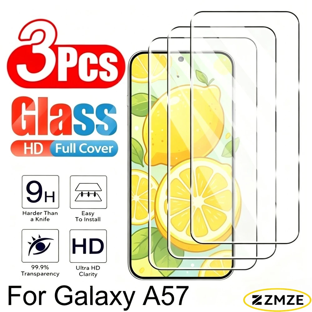 3Pcs High Clear Tempered Glass for Galaxy A57 A56 A55 A53 A37 A36 A35 Screen Protector for Samsung A26 A25 A23 A17 A16 A15 A07