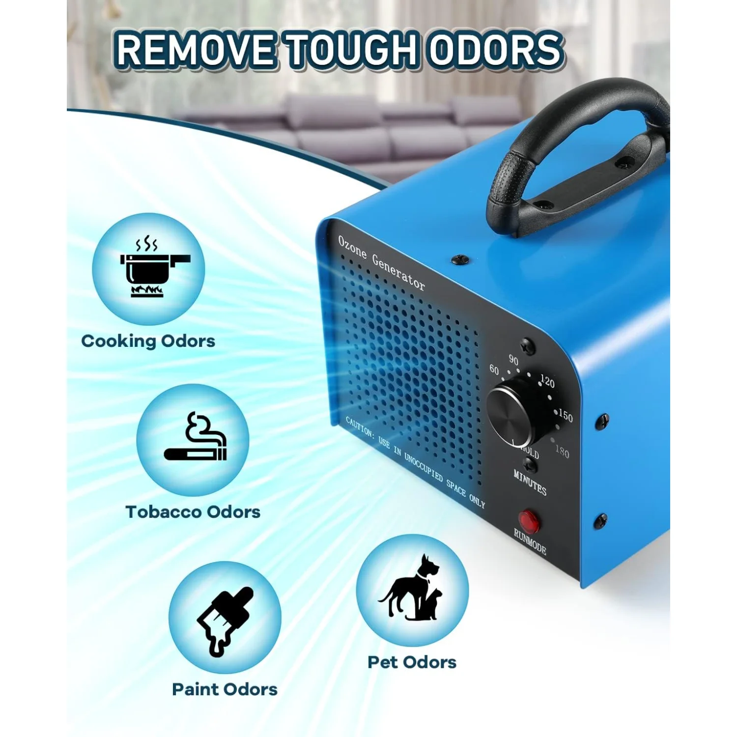 Generatore ECNLAN 0zona - Ionizzatore da 30000 mg/h per casa/gallone/fumo/stanza di animali domestici - Potente purificazione per ambienti domestici puliti e freschi