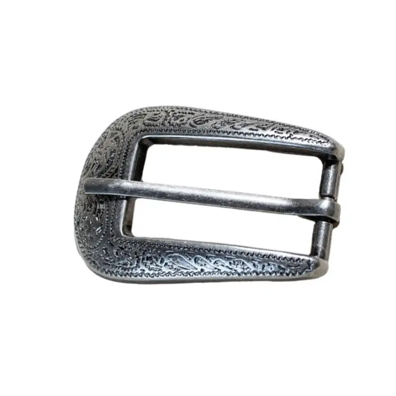 652F Carved Belt Buckle Engraved Pattern Belt Metal Buckle Clasp Tail Waistbelt Accessory Western Belt Replacement Buckles