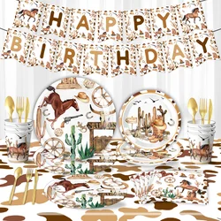 Western cowboy Party Tableware disposable Paper plates Paper towels tablecloth Birthday ecorations Atmosphere arrangement