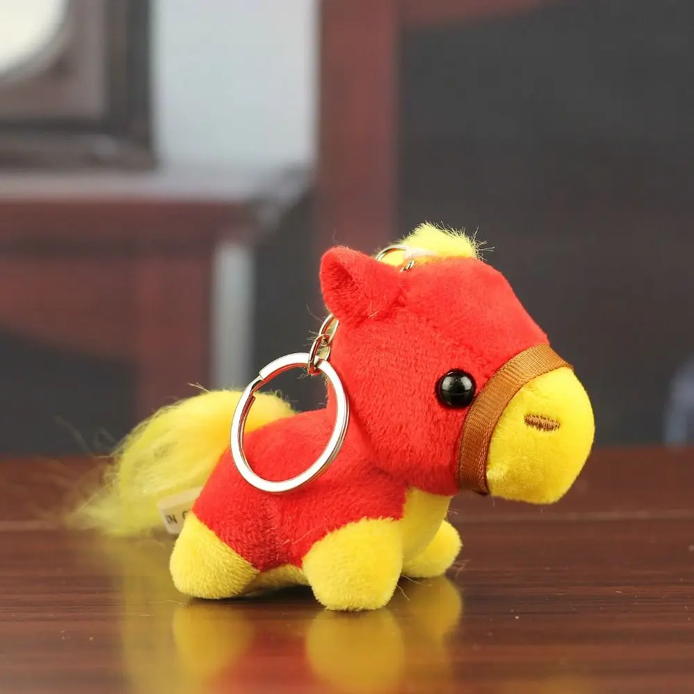 Zaino Ciondolo Mini Cavallo Portachiavi Bambole mascotte Simpatico animale di peluche Portachiavi Morbido e soffice Zodiaco Pony Figurine Decorazione auto