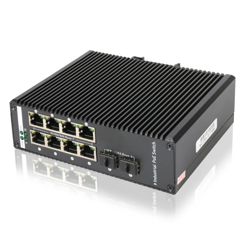 Industrial Managed Switch 8*10/100/1000M RJ45 Ports and 2*100/1000 SFP Fiber Slot Switching Capacity  20Gbps Network Switch