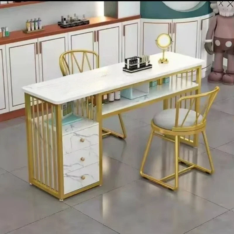 

Small double manicure table stool manicure table set makeup high-end lightweight luxury manicure table with drawers