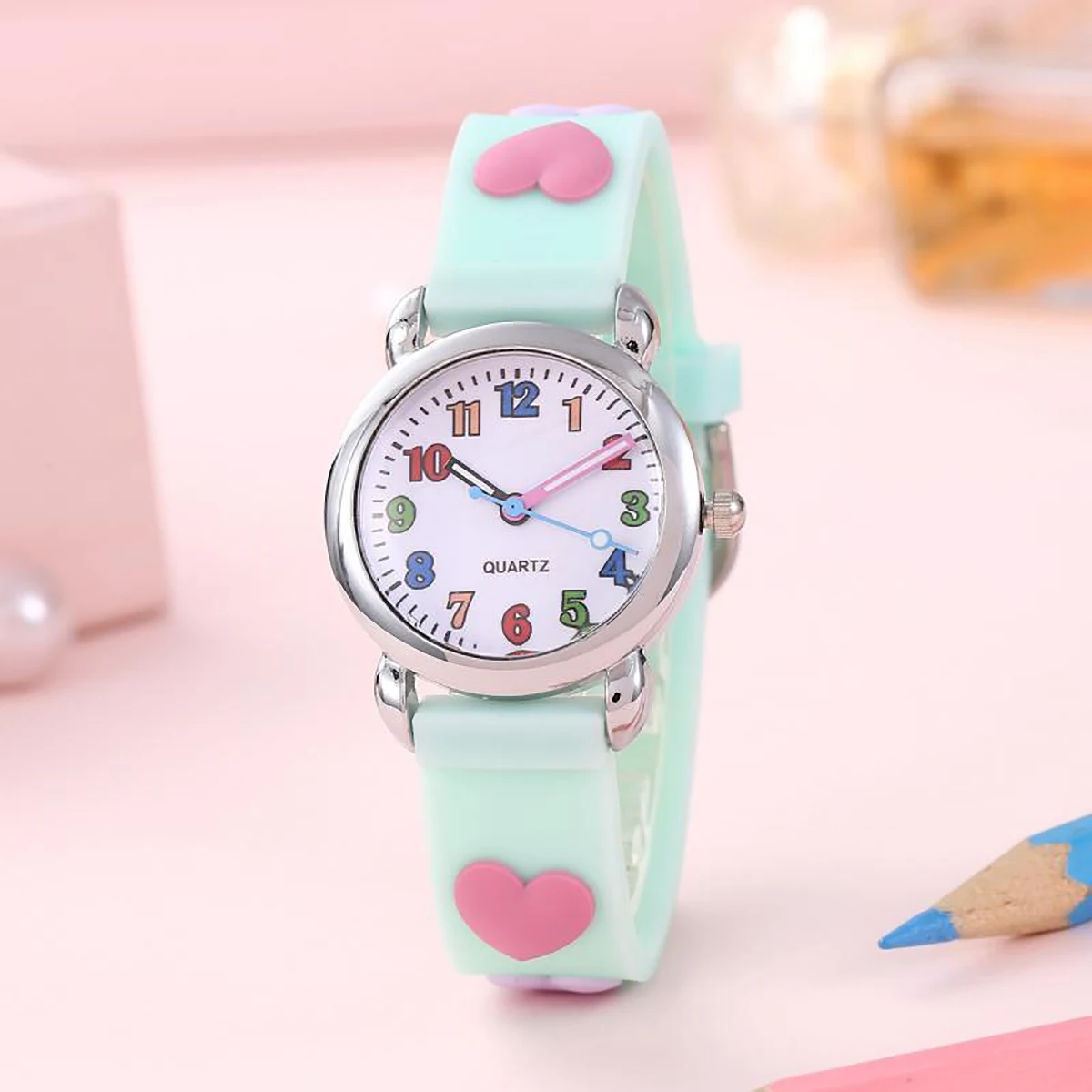 1 pz/2 pz/4 pz-orologio digitale colorato a forma di cuore per bambini, adatto per regali di natale, set di orologi e bracciali