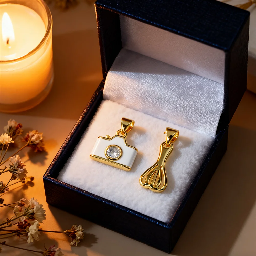 

3Pcs Pendants Sparkling Brass Cubic Zirconia Enamel Cute Charms for DIY Jewelry Necklace Bracelet Fashion Creative Accessories