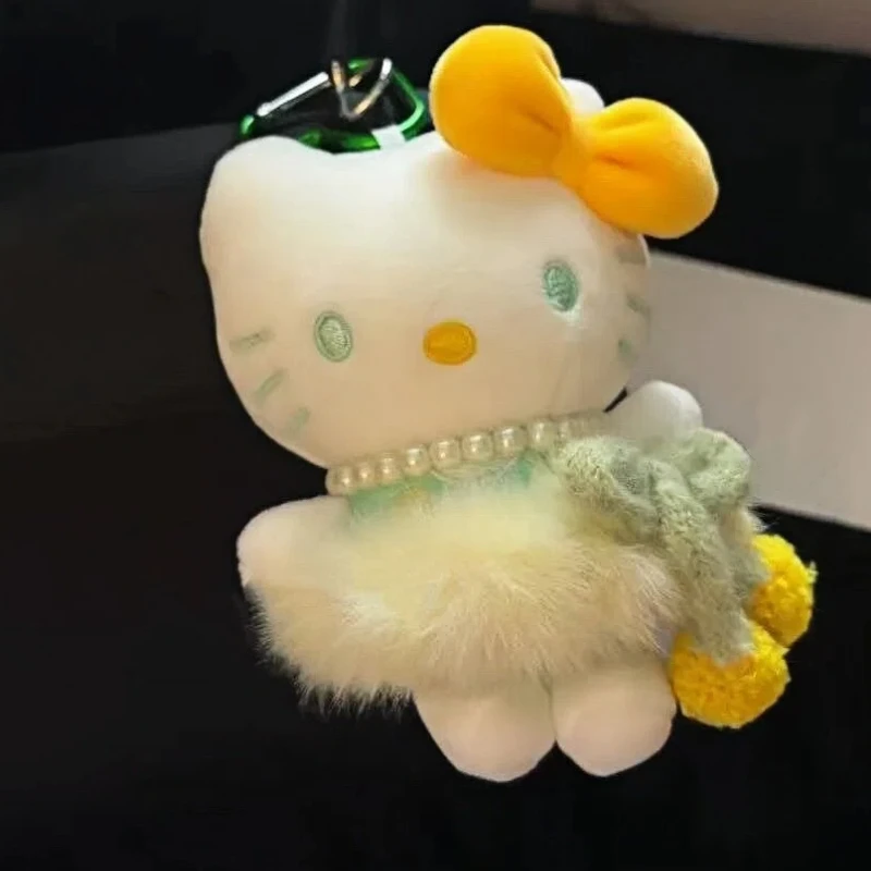 Cute Kitty Plush Keychain Colorful Bow Cat Car Decoration Cartoon Plush Doll Backpack High Quality Hanging Chain  Christmas Gift