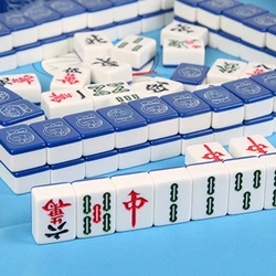 40mm Mahiong Table Game Household Hand-rubbed 144pcs Blue Cute Cat Mahjong Tiles Cute Trend Blue Cartoon Mahjong  Play Game