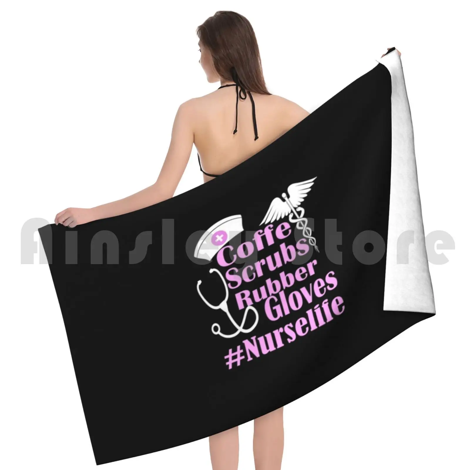 القهوة الدعك قفازات مطاطية Nurselife منشفة الشاطئ سريعة الجافة جودة منشفة مضحك أقوال ممرضة مضحك ممرضة الحياة عيد الميلاد