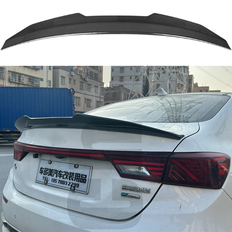 Trunk Boot Lid Duck Tail Lip Spoiler Wings For Kia K3 Cerato Forte Sport GT 2019 20 21 22 23  Real Carbon Fiber PSM Rear Spoiler