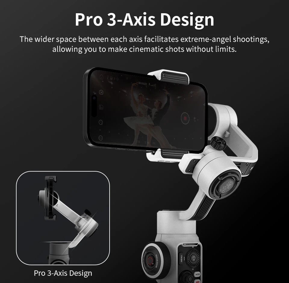 ZHIYUNอย่างเป็นทางการSmooth 5SมือถือStabilizer 3 แกนกลางแจ้งโทรศัพท์สมาร์ทโฟนGimbalsสำหรับiPhone 15 Pro Max Xiaomi