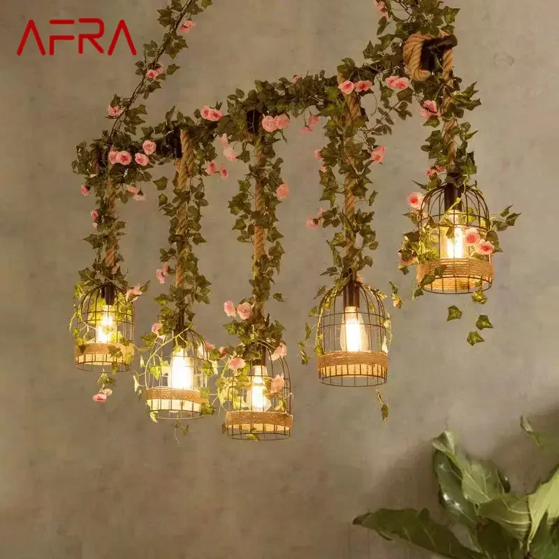 AFRA American Country Pendant Lamp Retro Creativity Plant Music Restaurant Cashier Counter Bar Cafe Milk Tea Shop Chandelier