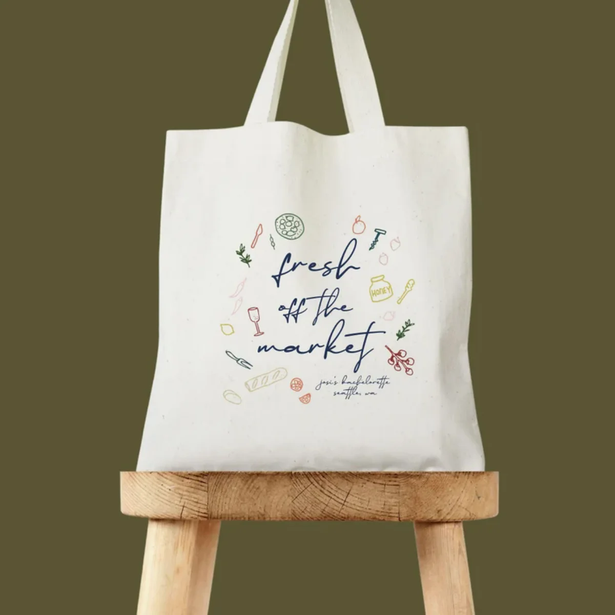 Fresh Off the Market Tote - Farmers Market Theme Bachelorette - Bridal Shower - Girls Gone Mild - Hand Drawn Tote Design - Невеста